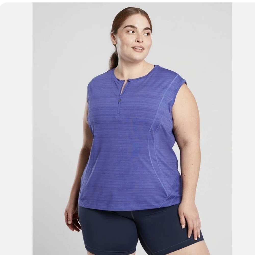 Athleta Pacifica Women’s Illume UPF Fitted Tank Rash Guard Merlin Blue 1X